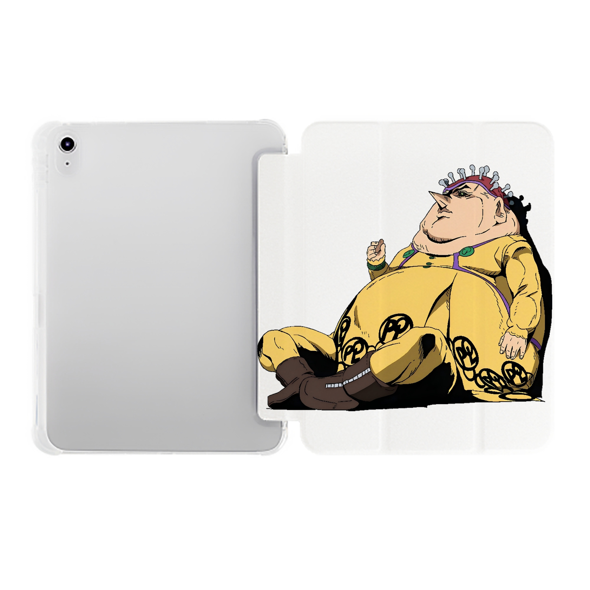 （画像用） ジョジョの奇妙な冒険 ポルポ JoJo's Bizarre Adventure Polpo IPad ケース ペン収納付き 三つ折りスタンド PUレザー×シリコン 対応機種9.5/10.5/10.9インチ